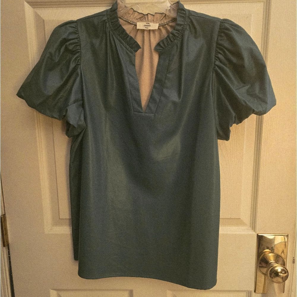 DARK TEAL FAUX LEATHER TOP